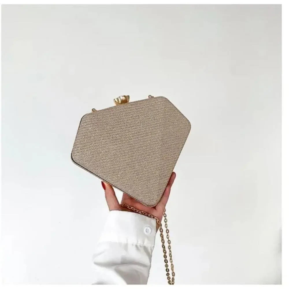 Diamond Shaped Crossbody Bag In Gold - Picture 2 of 6